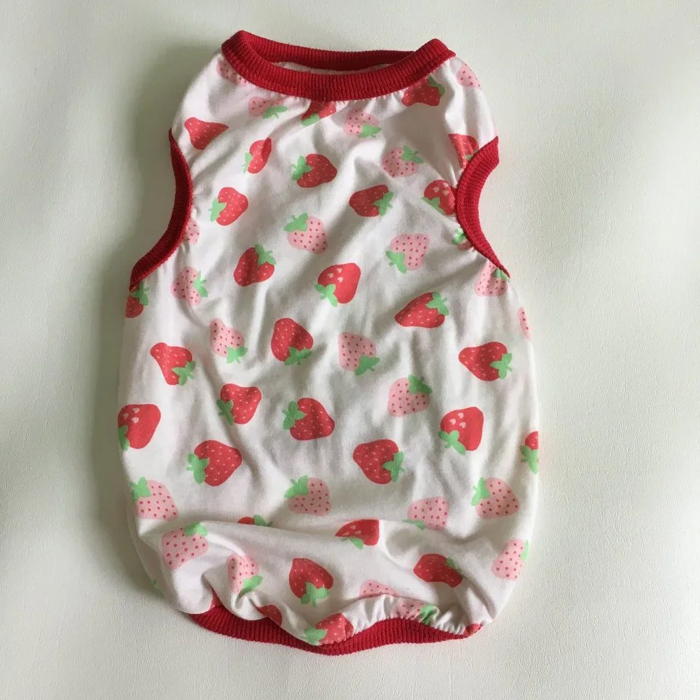 Dog Clothes Strawberry Print Tank Red Pink Size XL - Picture 1 of 7
